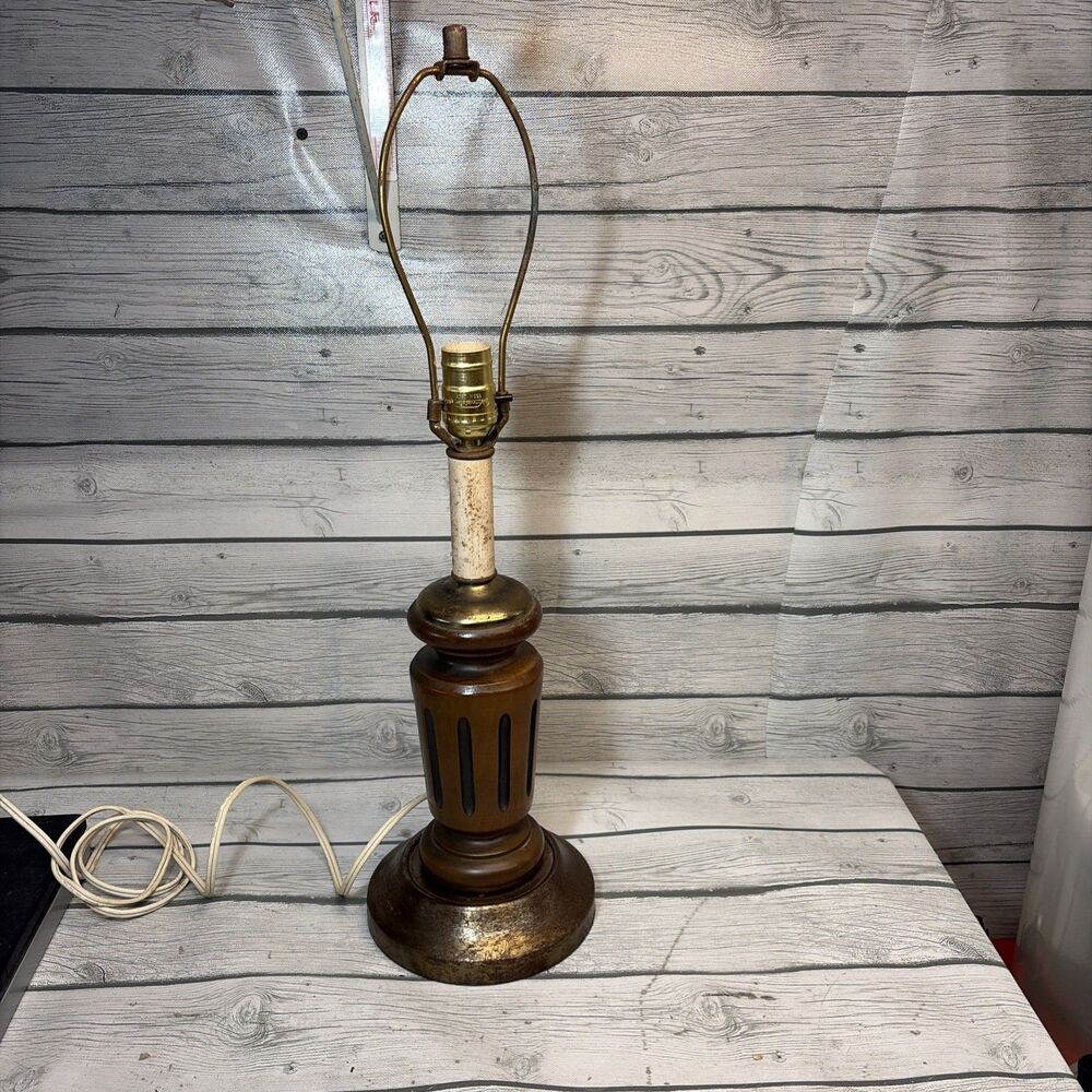 Vintage Mid Century Style Wood Lamp